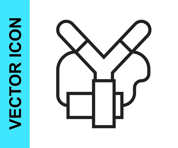 Black Line Slingshot Icon Isolated White Background Vector — Stock Vector