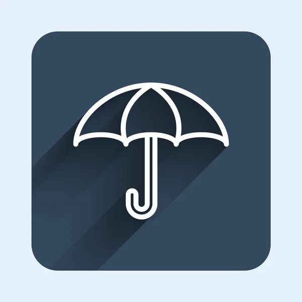 Witte Lijn Paraplu Pictogram Geïsoleerd Met Lange Schaduw Achtergrond Verzekeringsconcept — Stockvector