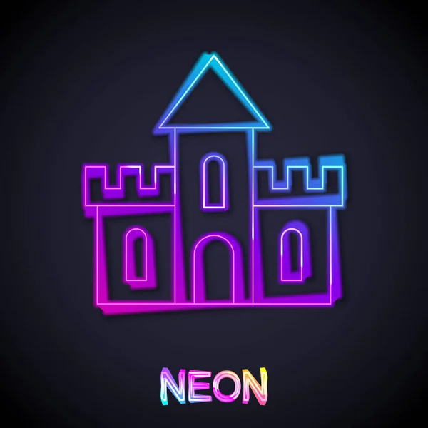 Glowing Neon Line Sand Castle Icon Isolated Black Background Vektor - Stok Vektor