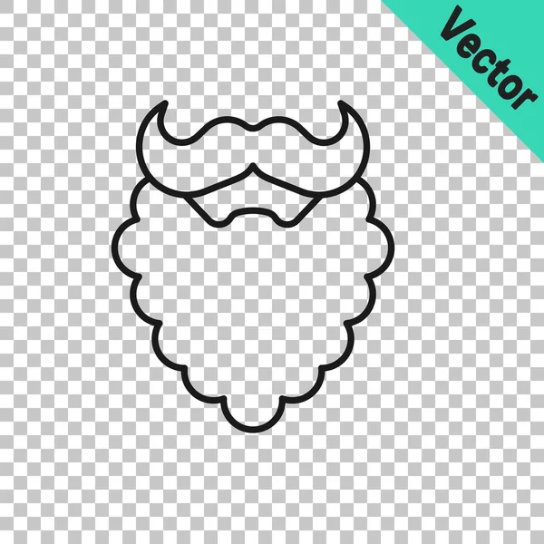 Ligne Noire Moustache Icône Barbe Isolé Sur Fond Transparent Symbole — Image vectorielle