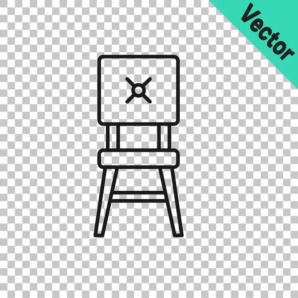 Schwarze Linie Stuhl Symbol Isoliert Auf Transparentem Hintergrund Vektor — Stockvektor