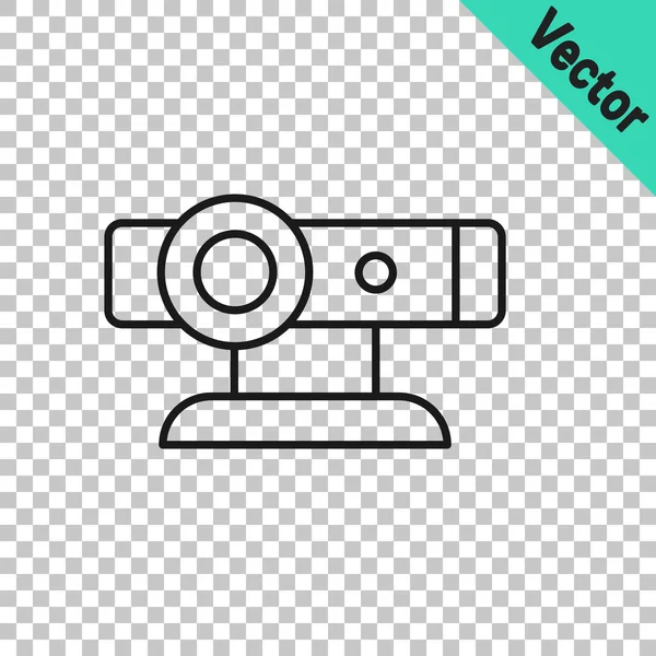 Linea Nera Icona Della Fotocamera Web Isolata Sfondo Trasparente Videocamera — Vettoriale Stock