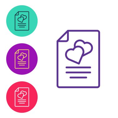 Evlilik sözleşmesi simgesi beyaz arka planda izole edildi. Düğün sertifikası. Simgeleri renklendirin. Vektör