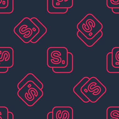 Kırmızı çizgi Bingo simgesi siyah arkaplanda izole edilmiş. Amerikan tombala oyunu için piyango biletleri. Vektör