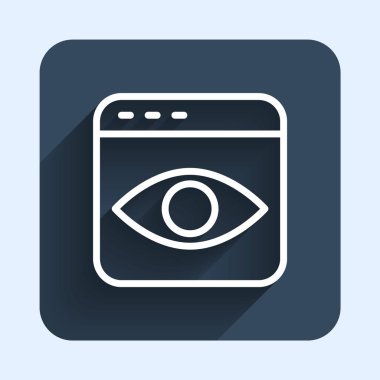 Beyaz çizgi Kişisel Bilgi Toplama simgesi uzun gölge arkaplanı ile izole edildi. Kişisel verilerin toplanması. Mavi kare düğme. Vektör