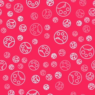 White line Moon phases icon isolated seamless pattern on red background.  Vector