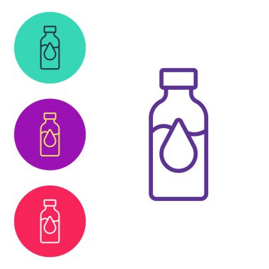 Petrol test tüpü simgesini beyaz arkaplanda izole et. Komiklik şişesi ve düşen damla. Simgeleri renklendirin. Vektör