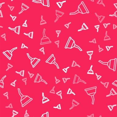 Motor makine yağı ikonu için beyaz çizgi teneke kutu kırmızı arka planda izole edilmiş pürüzsüz desen. Benzin bidonu. Yağ değiştirme ve onarım servisi. Vektör