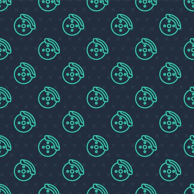 Yeşil çizgili araba fren diski ve kalibre simgesi mavi arka planda izole edilmiş pürüzsüz desen. Vektör