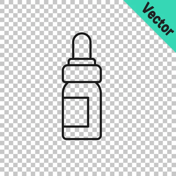 Schwarze Linie Ätherisches Flasche Symbol Isoliert Auf Transparentem Hintergrund Biologische — Stockvektor
