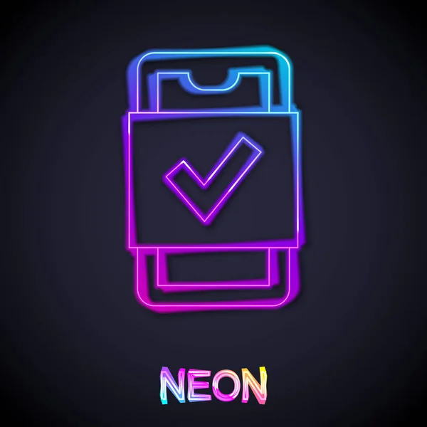 Zářící Neonová Linka Mobilní Telefon Nákupní Ikona Izolované Černém Pozadí — Stockový vektor