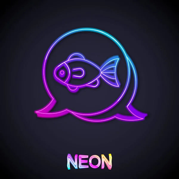 Glowing Neon Line Fish Icon Isolated Black Background Vector — Stock Vector