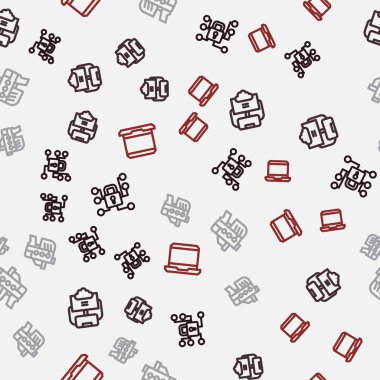 Siber güvenliği, bulut veritabanını, gelecekteki silahı ve dizüstü bilgisayarı kusursuz desene ayarlayın. Vektör