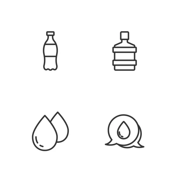Set Line Water Drop Speech Bubbles Bottle Water Big Bottle — Stock Vector