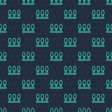 Yeşil çizgi Noel ışıkları ikonu mavi arka planda izole edilmiş pürüzsüz desen. Mutlu Noeller ve mutlu yıllar. Vektör.