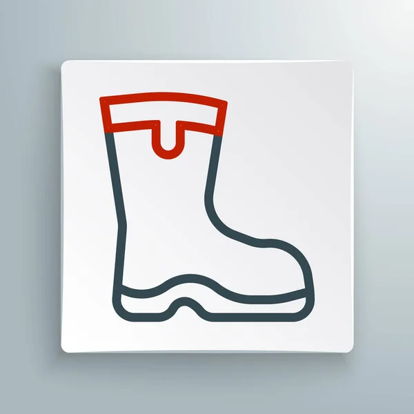 线钓鱼靴图标孤立在白色背景 防水橡胶靴 雨天用的胶靴 五彩缤纷的概念 — 图库矢量图片