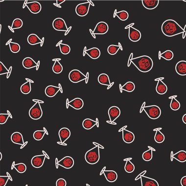 Çizgi Oyun zar simgesi siyah arkaplanda izole edilmiş kusursuz desen. Kumarhane kumarı. Vektör