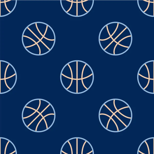 Linie Basketball Ball Symbol Isoliert Nahtlose Muster Auf Blauem Hintergrund — Stockvektor