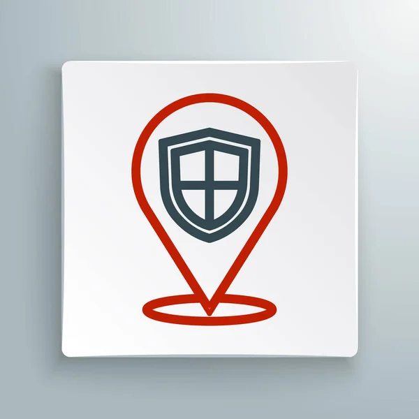 Icono Escudo Ubicación Línea Aislado Sobre Fondo Blanco Concepto Seguro — Archivo Imágenes Vectoriales