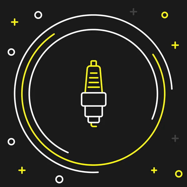 Line Car Zündkerzen Symbol Isoliert Auf Schwarzem Hintergrund Elektrische Kerze — Stockvektor