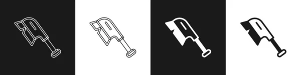 Set Pinsel Für Reinigungssymbol Isoliert Auf Schwarzem Und Weißem Hintergrund — Stockvektor