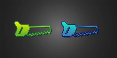 Yeşil ve Mavi El siyah arkaplanda izole edilmiş bir ikon gördü. Vektör