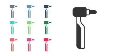 Siyah Diş sondaj simgesi beyaz arkaplanda izole edildi. Delme ve öğütme aletleri için el işi. Simgeleri renklendirin. Vektör