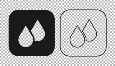 Şeffaf arkaplanda siyah su damlası simgesi izole edildi. Vektör