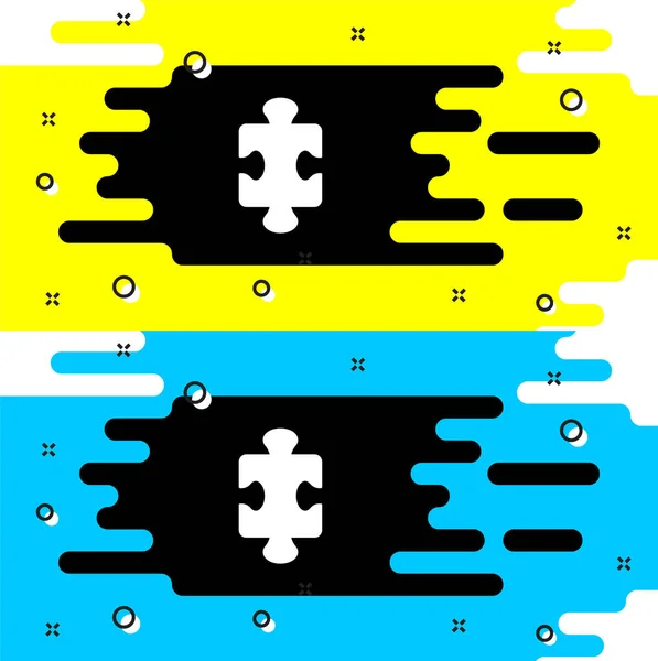 Bílé Kousky Puzzle Ikona Hračky Izolované Černém Pozadí Vektor — Stockový vektor