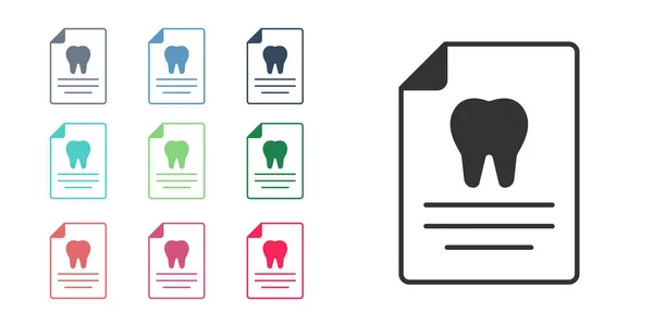 stock vector Black Clipboard with dental card or patient medical records icon isolated on white background. Dental insurance. Dental clinic report. Set icons colorful. Vector