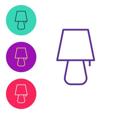 Masa lambası simgesini beyaz arkaplanda izole et. Gece lambası. Simgeleri renklendirin. Vektör