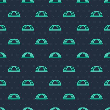 Yeşil çizgi maymun simgesi mavi arkaplanda izole edilmiş kusursuz desen. Vektör