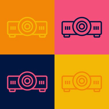 Pop sanat serisi sunumu, film, film, medya projektörü ikonu renk arkaplanında izole edildi. Vektör