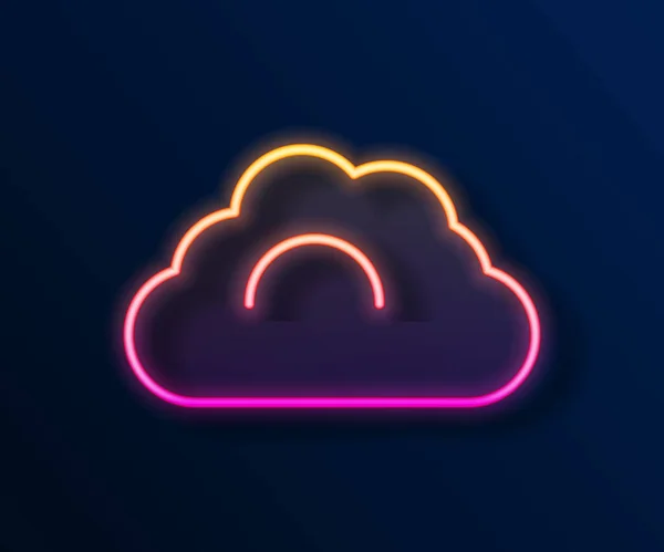 Glowing Neon Line Cloudy Weather Icon Isolated Black Background Vector — Stock Vector