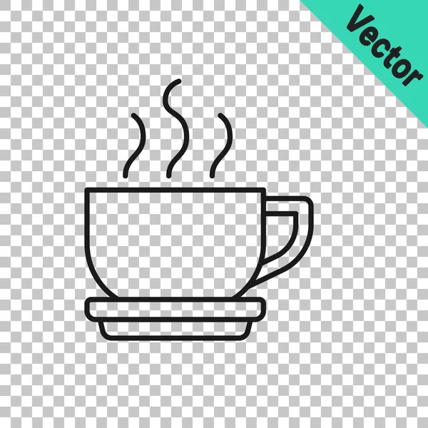 Černá Čára Kávový Šálek Ikona Izolované Průhledném Pozadí Šálek Čaje — Stockový vektor