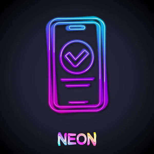 Linea Neon Incandescente Quiz Online Test Sondaggio Icona Della Lista — Vettoriale Stock