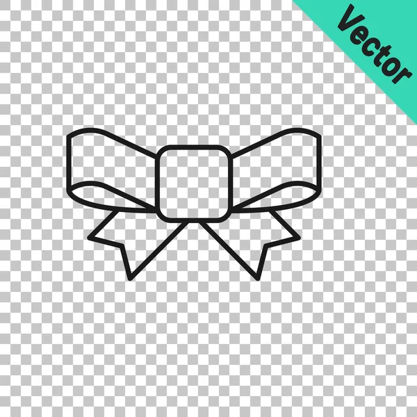 Black Line Gift Bow Icon Isolated Transparent Background Vector — 图库矢量图片