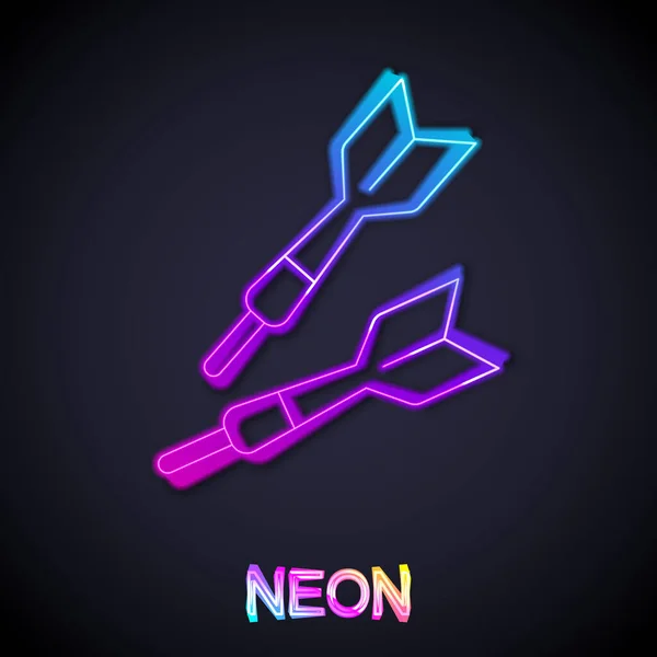 Glowing Neon Line Dart Arrow Icon Isolated Black Background Vector — Stock Vector