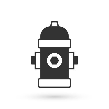 Beyaz arka planda gri yangın musluğu simgesi izole edildi. Vektör.