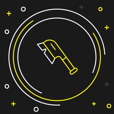 Temizlik simgesi için çizgi fırçası siyah arkaplanda izole edildi. Temizlik hizmeti konsepti. Renkli taslak konsepti. Vektör