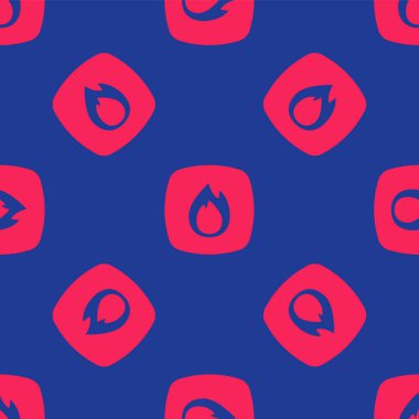 Kırmızı Ateş ikonu mavi arka planda izole edilmiş kusursuz desen. Vektör