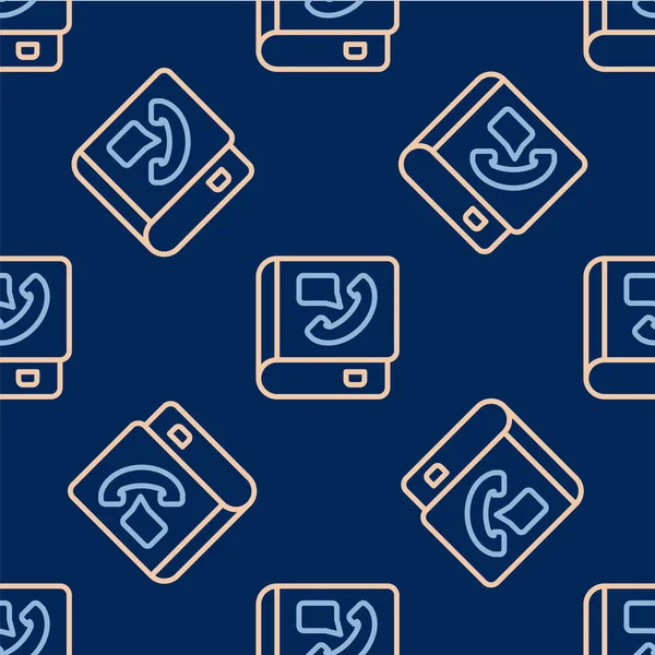 Satır Telefon rehberi simgesi mavi arkaplanda izole edilmiş kusursuz desen. Adres defteri. Telefon rehberi. Vektör