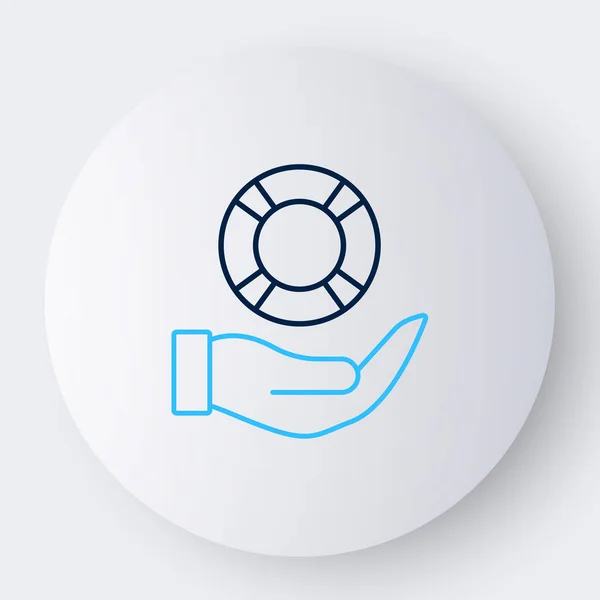 Линия Lifebuoy Руке Значок Изолирован Белом Фоне Символ Пояса Красочная — стоковый вектор