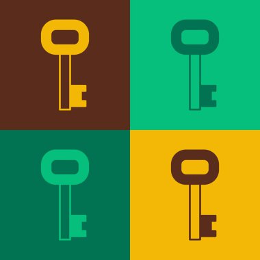 Pop Art Eski anahtar simgesi renk arkaplanında izole. Vektör