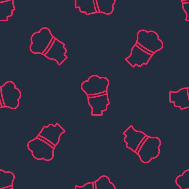 Kırmızı çizgili İtalyan aşçı ikonu siyah arka planda kusursuz desen izole etti. Vektör