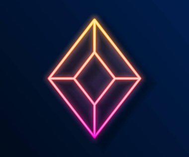 Parlayan neon hattı Gem Stone simgesi siyah arkaplanda izole edildi. Mücevher sembolü. Elmas. Vektör