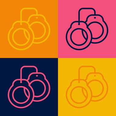 Popüler sanat çizgisi kelepçe ikonu renk arkaplanında izole edildi. Vektör