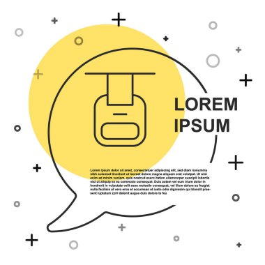 Beyaz arkaplanda siyah çizgi kablo araba simgesi izole edildi. Füniküler işaret. Rastgele dinamik şekiller. Vektör