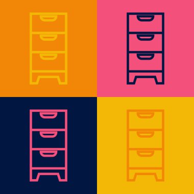 Çekmece sanatı çizgisi renk arkaplanında izole edilmiş. Vektör