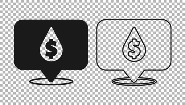 Schwarzer Öltropfen Mit Dollarsymbol Auf Transparentem Hintergrund Ölpreis Und Ölindustrie — Stockvektor